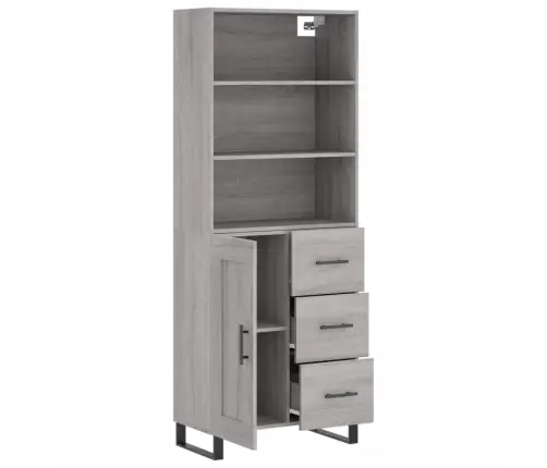 Augstais Skapis, Pelēks, 69,5X34X180 Cm, Inženierijas Koks Vidaxl
