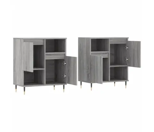 Šoninės Spintelės, 2Vnt., Pilkos Ąžuolo, Apdirbta Mediena