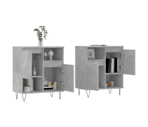 Kumodes, 2 Gab., Betona Pelēkas, Inženierijas Koks Vidaxl