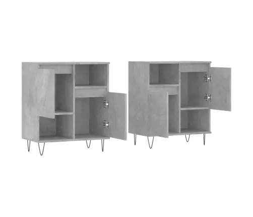 Kumodes, 2 Gab., Betona Pelēkas, Inženierijas Koks Vidaxl