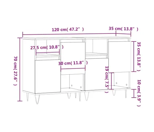Kumodes, 2 Gab., Betona Pelēkas, Inženierijas Koks Vidaxl