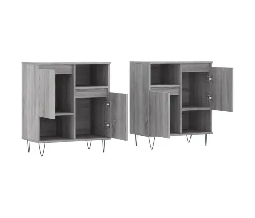 Šoninės Spintelės, 2Vnt., Pilkos Ąžuolo, Apdirbta Mediena