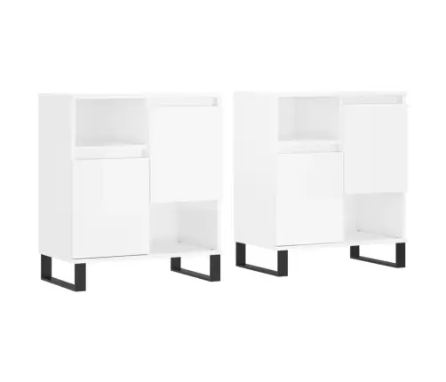 Šoninės Spintelės, 2Vnt., Baltos, Apdirbta Mediena, Blizgios