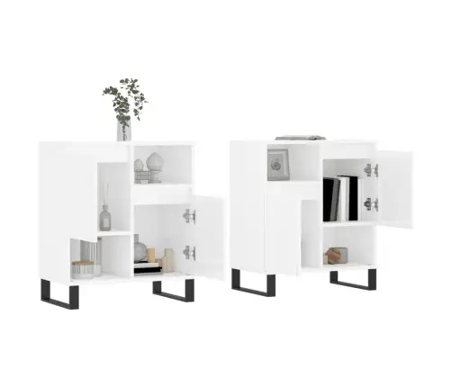 Šoninės Spintelės, 2Vnt., Baltos, Apdirbta Mediena, Blizgios