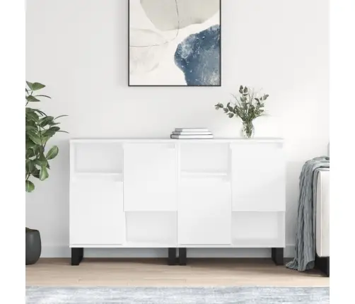 Šoninės Spintelės, 2Vnt., Baltos, Apdirbta Mediena, Blizgios