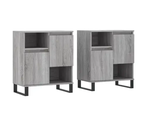 Kumodes, 2 Gab., Pelēka Ozolkoka Krāsa, Inženierijas Koks Vidaxl