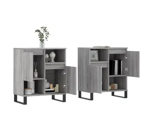 Kumodes, 2 Gab., Pelēka Ozolkoka Krāsa, Inženierijas Koks Vidaxl