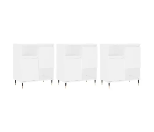 Puhvetkapid 3 Tk, Valge, Tehispuit