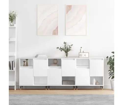 Puhvetkapid 3 Tk, Valge, Tehispuit