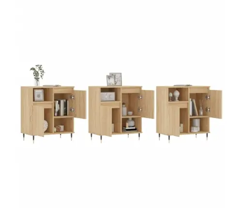 Šoninės Spintelės, 3Vnt., Dūminio Ąžuolo, Apdirbta Mediena