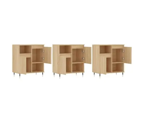 Šoninės Spintelės, 3Vnt., Dūminio Ąžuolo, Apdirbta Mediena