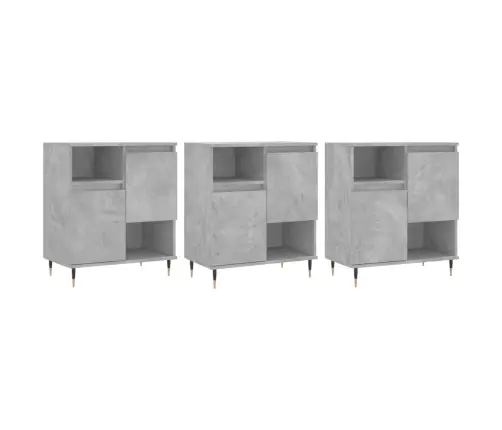 Šoninės Spintelės, 3Vnt., Betono Pilkos, Apdirbta Mediena