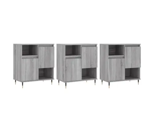 Kumodes, 3 Gab., Pelēka Ozolkoka Krāsa, Inženierijas Koks Vidaxl