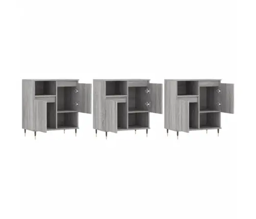 Kumodes, 3 Gab., Pelēka Ozolkoka Krāsa, Inženierijas Koks Vidaxl