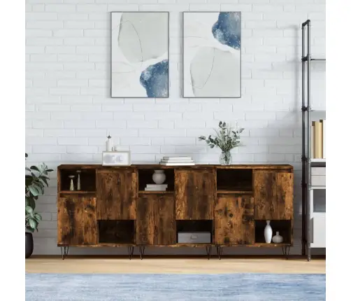 Puhvetkapid 3 Tk, Suitsutatud Tamm, Tehispuit