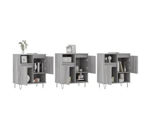 Kumodes, 3 Gab., Pelēka Ozolkoka Krāsa, Inženierijas Koks Vidaxl