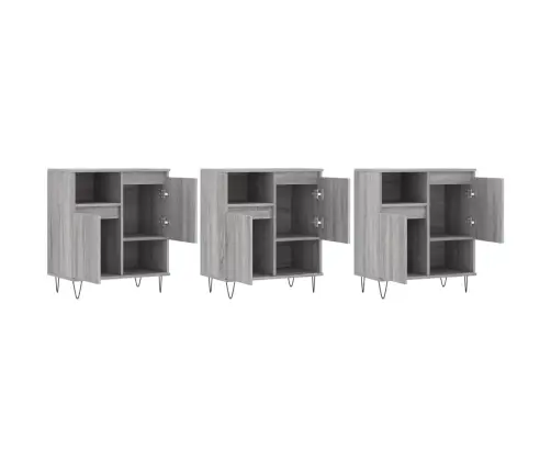 Kumodes, 3 Gab., Pelēka Ozolkoka Krāsa, Inženierijas Koks Vidaxl