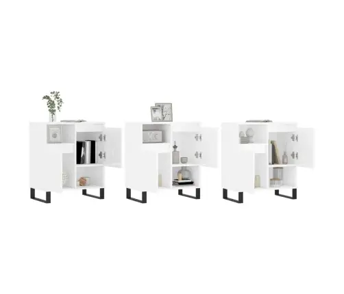 Kumodes, 3 Gab., Spīdīgi Baltas, Inženierijas Koks Vidaxl