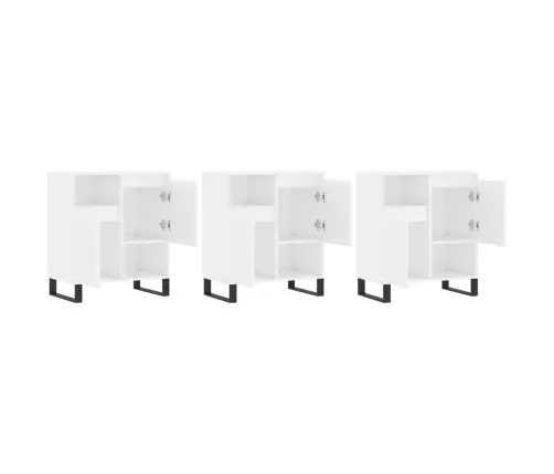 Kumodes, 3 Gab., Spīdīgi Baltas, Inženierijas Koks Vidaxl