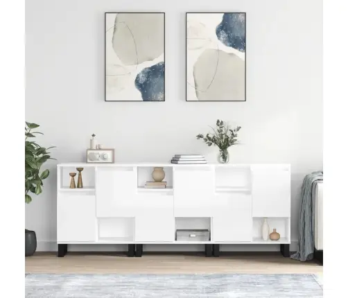 Kumodes, 3 Gab., Spīdīgi Baltas, Inženierijas Koks Vidaxl