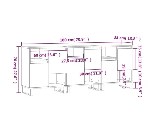 Kumodes, 3 Gab., Ozolkoka Krāsa, Inženierijas Koks Vidaxl