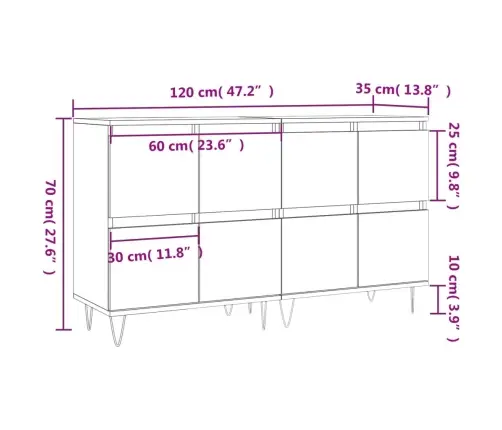 Kumodes, 2 Gab., Baltas, Inženierijas Koks Vidaxl