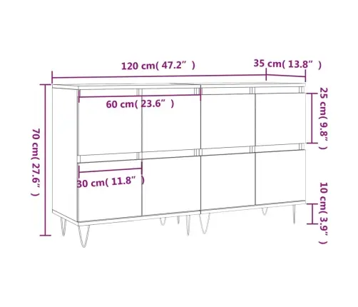 Kumodes, 2 Gab., Ozolkoka Krāsa, Inženierijas Koks Vidaxl