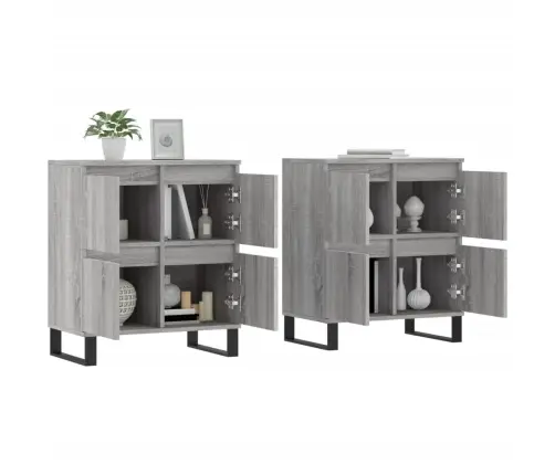 Kumodes, 2 Gab., Pelēka Ozolkoka Krāsa, Inženierijas Koks Vidaxl