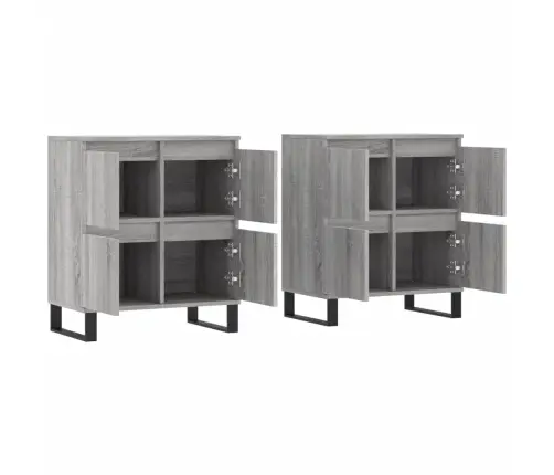 Kumodes, 2 Gab., Pelēka Ozolkoka Krāsa, Inženierijas Koks Vidaxl