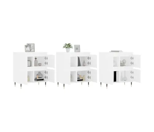 Puhvetkapid 3 Tk, Valge, Tehispuit