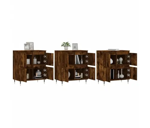 Puhvetkapid 3 Tk, Suitsutatud Tamm, Tehispuit