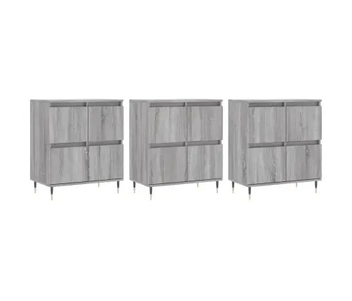 Kumodes, 3 Gab., Pelēka Ozolkoka Krāsa, Inženierijas Koks Vidaxl