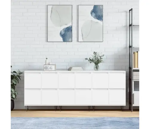 Kumodes, 3 Gab., Baltas, Inženierijas Koks Vidaxl