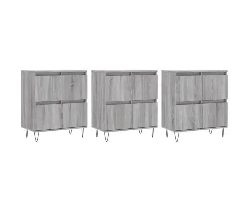 Kumodes, 3 Gab., Pelēka Ozolkoka Krāsa, Inženierijas Koks Vidaxl Kumodes, 3 Gab., Pelēka Ozolkoka Krāsa, Inženierijas Koks Vidaxl