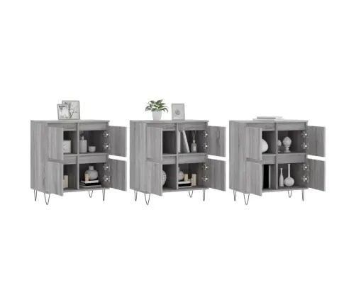 Kumodes, 3 Gab., Pelēka Ozolkoka Krāsa, Inženierijas Koks Vidaxl Kumodes, 3 Gab., Pelēka Ozolkoka Krāsa, Inženierijas Koks Vidaxl