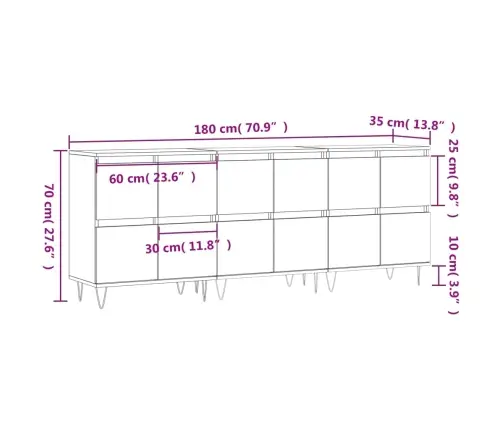 Kumodes, 3 Gab., Pelēka Ozolkoka Krāsa, Inženierijas Koks Vidaxl Kumodes, 3 Gab., Pelēka Ozolkoka Krāsa, Inženierijas Koks Vidaxl