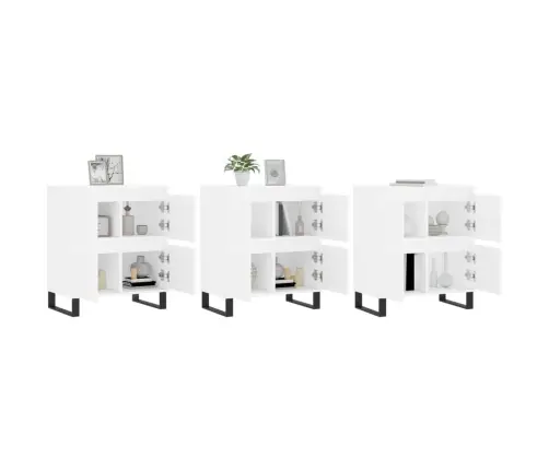 Šoninės Spintelės, 3Vnt., Baltos Spalvos, Apdirbta Mediena