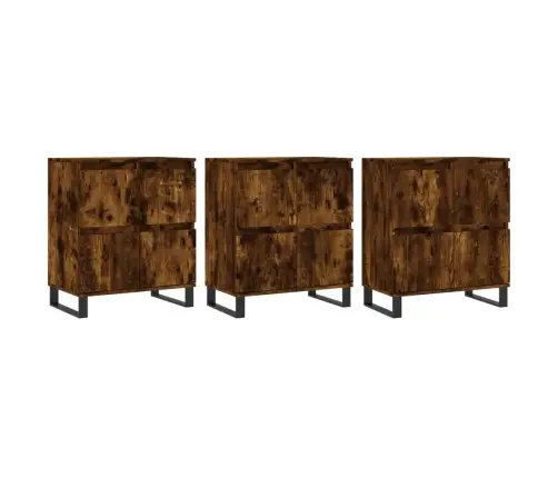 Šoninės Spintelės, 3Vnt., Dūminio Ąžuolo, Apdirbta Mediena