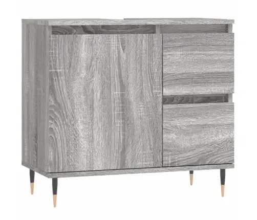 3-Daļīgs Vannasistabas Mēbeļu Komplekts, Pelēka Ozolkoka Krāsa Vidaxl