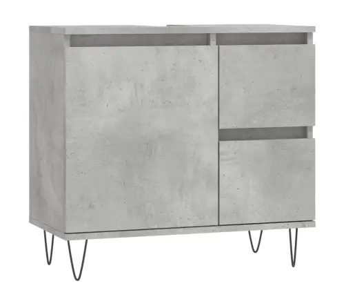 Vonios Baldų Komplektas, 3 Dalių, Betono Pilkas, Mediena