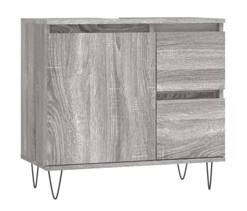 3-Daļīgs Vannasistabas Mēbeļu Komplekts, Pelēka Ozolkoka Krāsa Vidaxl