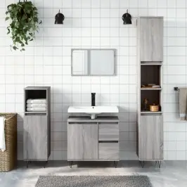 3-Osaline Vannitoamööbli Komplekt, Hall Sonoma Tamm, Tehispuit