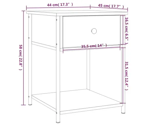 Naktinis Staliukas, Dūminio Ąžuolo, 44X45X58cm Mediena Naktinis Staliukas, Dūminio Ąžuolo, 44X45X58cm Mediena
