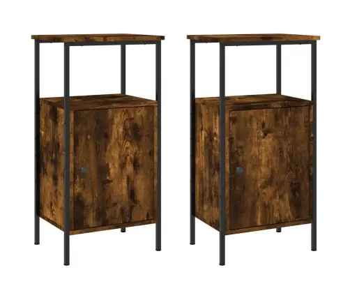 Naktsskapīši, 2 Gab., Ozolkoka, 41X31X80 Cm, Inženierijas Koks Vidaxl