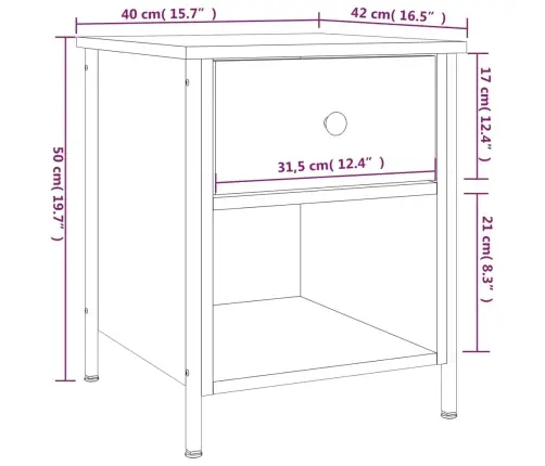 Naktinės Spintelės, 2Vnt., Pilkos Ąžuolo, 40X42X50cm Mediena