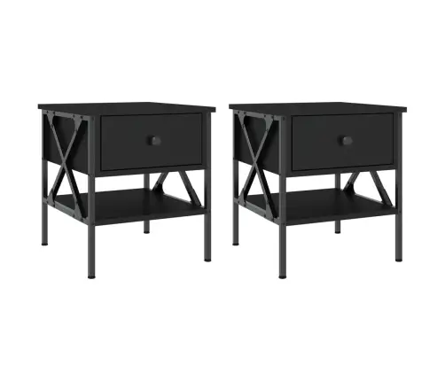 Naktsgaldiņi, 2 Gab., Melni, 40X42X45 Cm, Inženierijas Koks Vidaxl