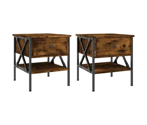 Naktiniai Staliukai, 2Vnt., Dūminio Ąžuolo, 40X42X45cm Mediena