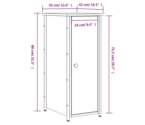 Naktinės Spintelės, 2Vnt., Dūminio Ąžuolo, 32X42X80cm Mediena