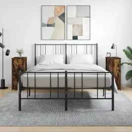 Naktinės Spintelės, 2Vnt., Dūminio Ąžuolo, 32X42X80cm Mediena