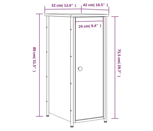 Öökapp, Hall Sonoma Tamm, 32 X 42 X 80 cm Tehispuit